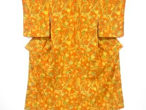 草花に抽象動物模様付け下げ小紋着物